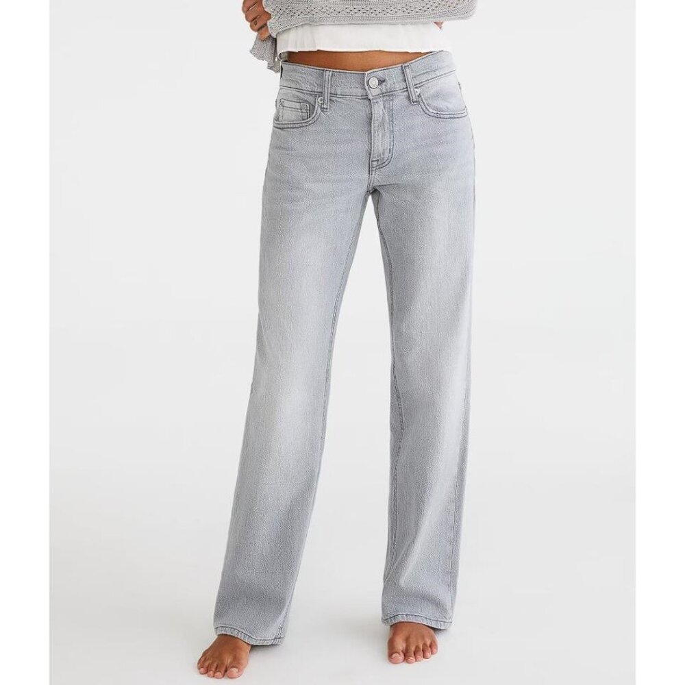 AEROPOSTALE Women's  Low-Rise Baggy Jean Size 4R In Grey Wash